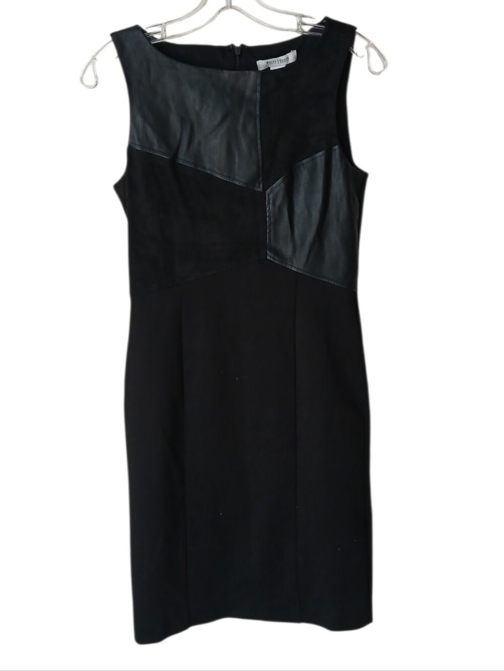 White House Black Market Sleeveless Black Faux Leather-Accent Dress Size 2 NWT